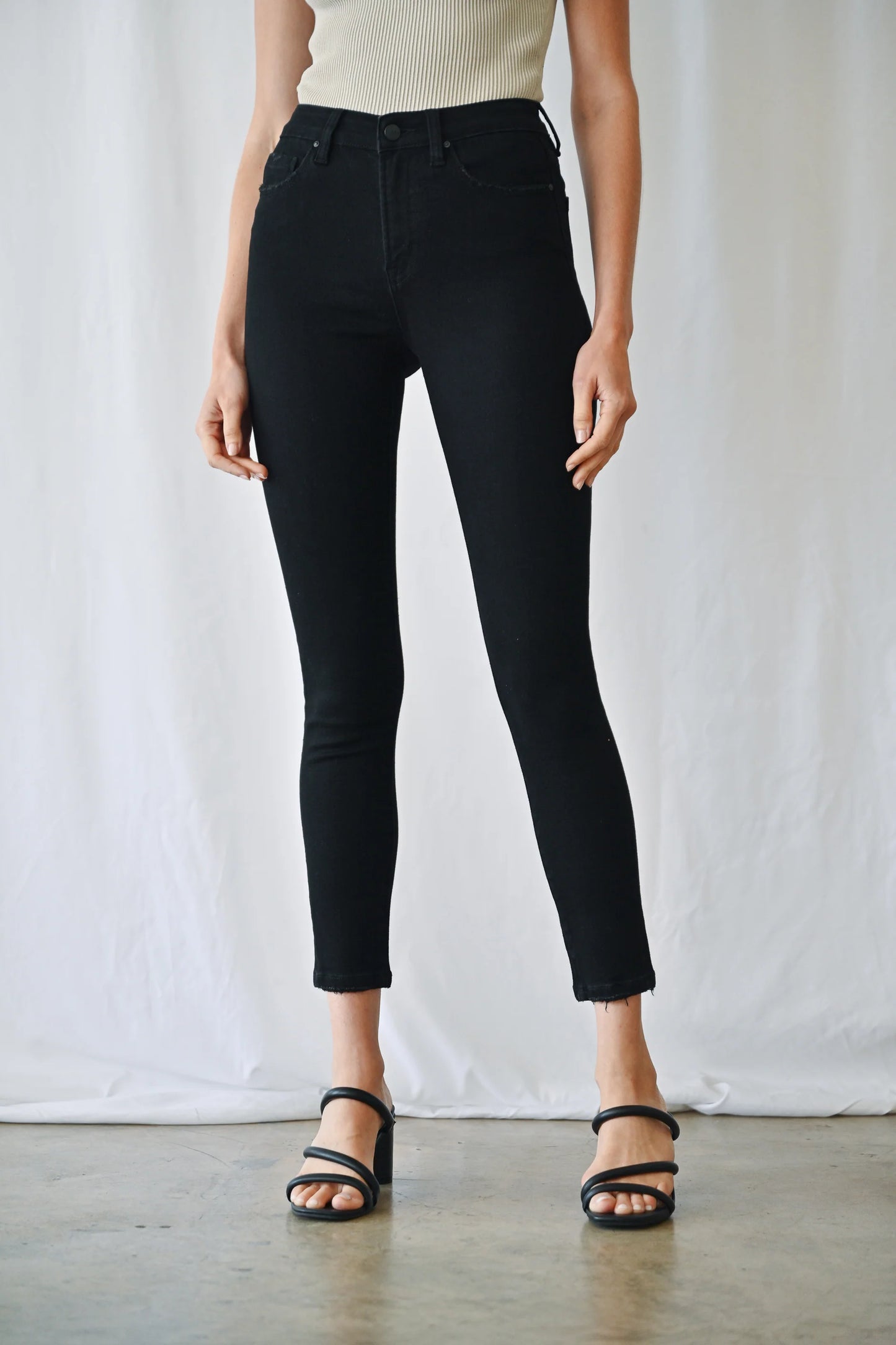 Black Skinny Leg Ankle Jeans
