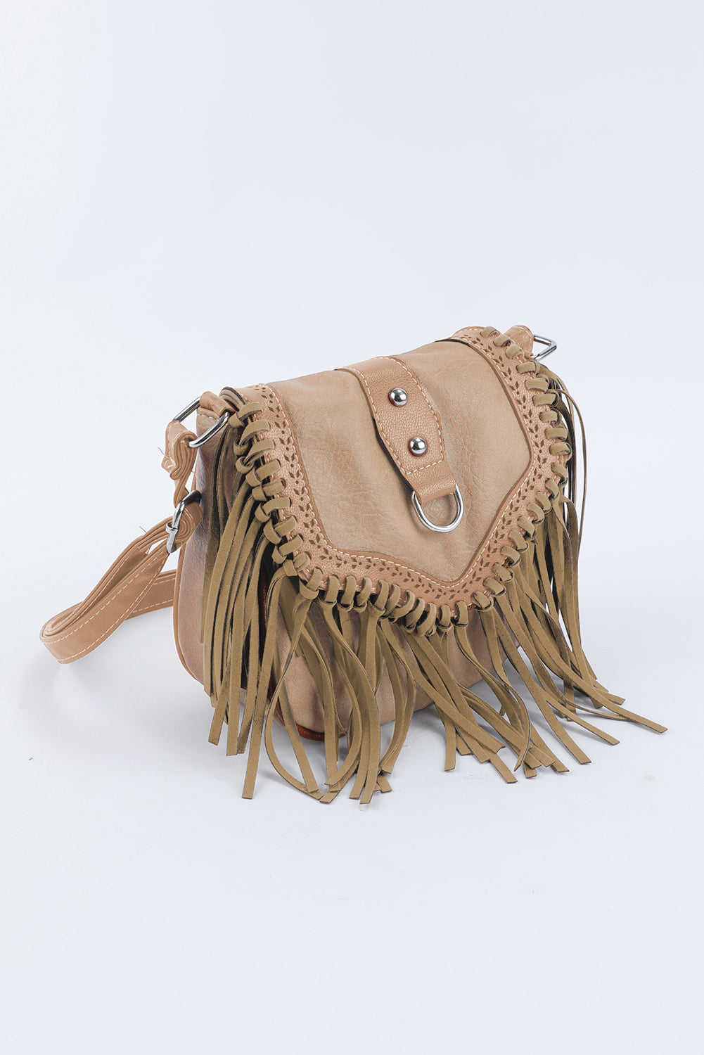 Brown boho fringe crossbody bag