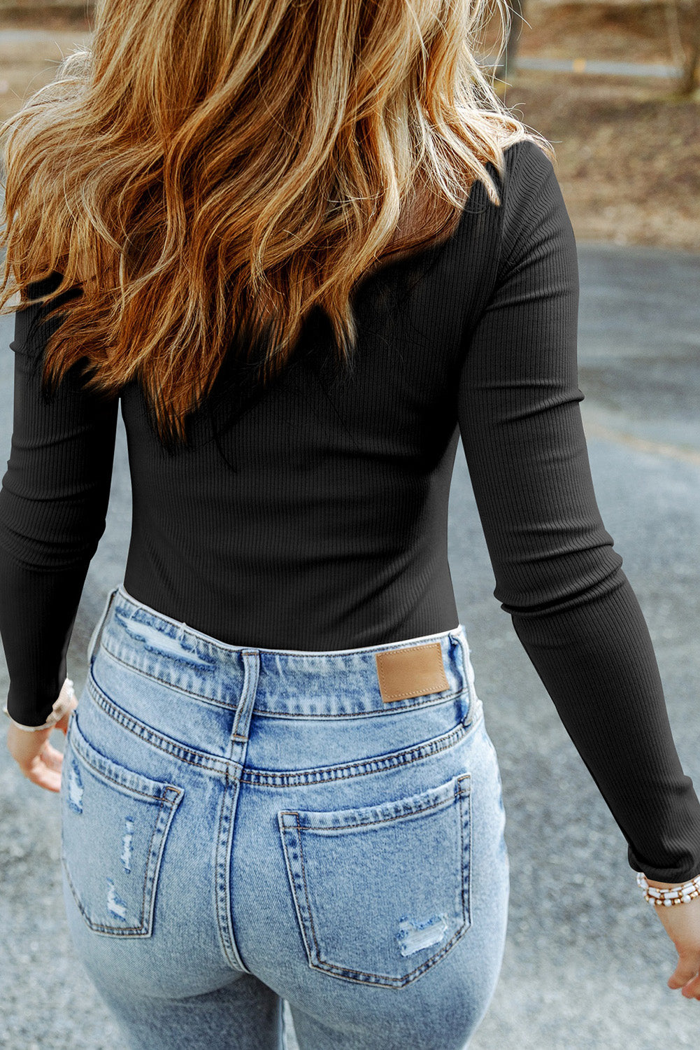 long sleeve black bodysuit