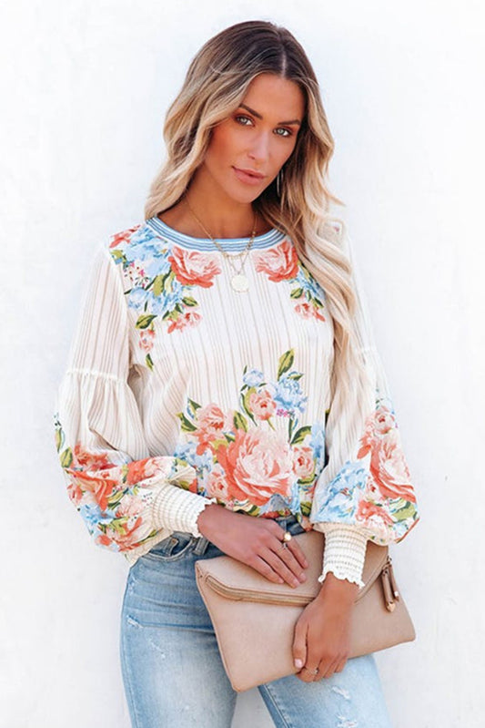 Floral long lantern sleeve Shirt