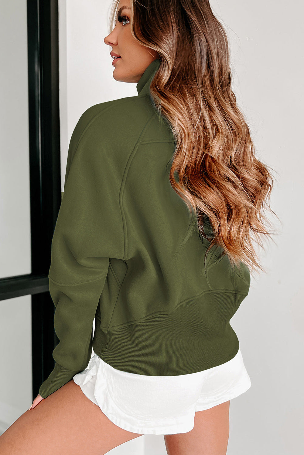 Cropped half zip sweatshirt