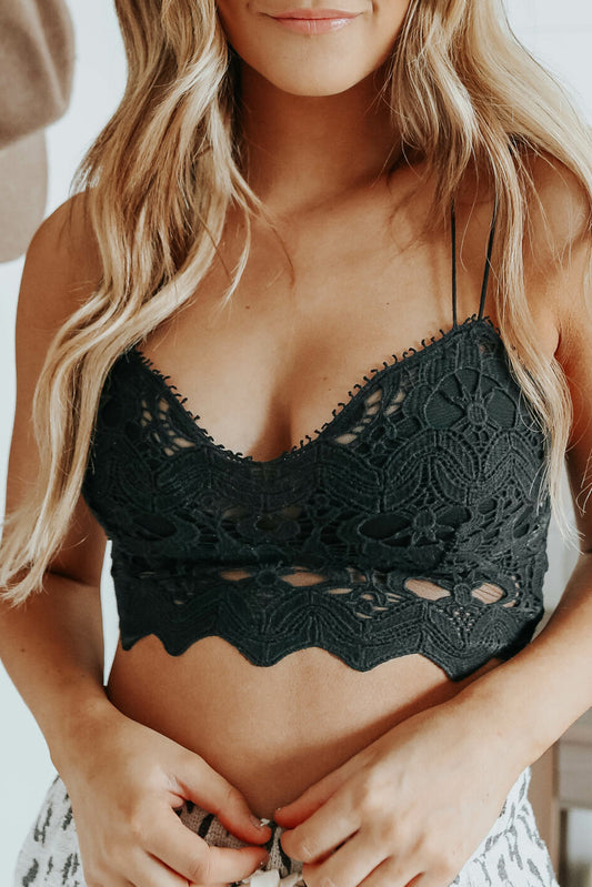 Black Cropped top, bralette, Crocheted bralette