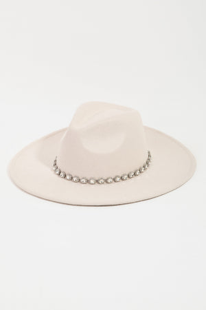 Rhinestone Strap Fedora Hat