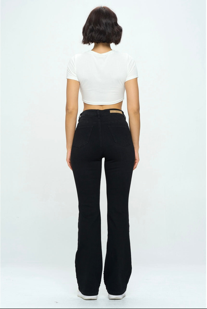 Black flare high waisted jeans