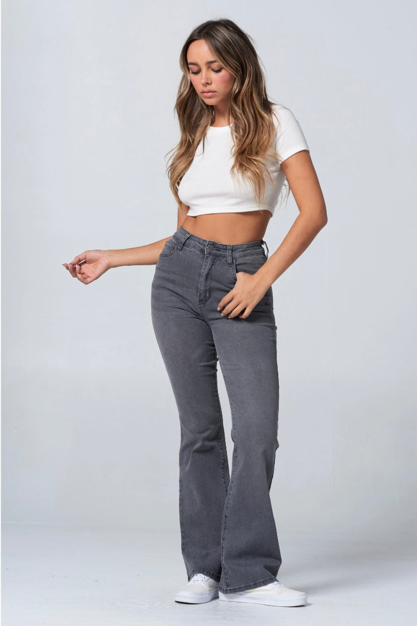 Gray flare jeans