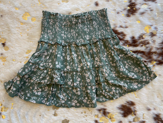 Green floral skirt