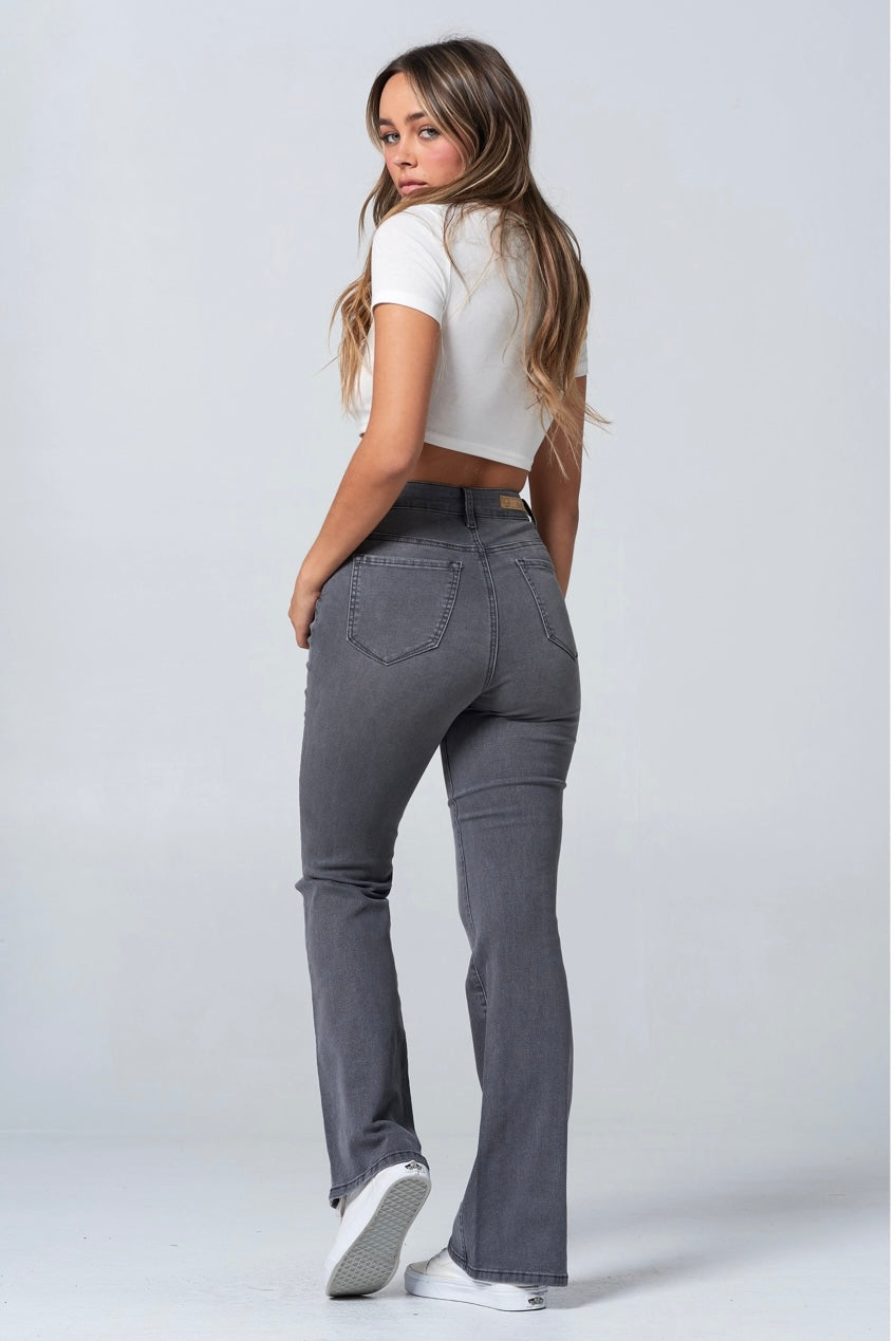 Gray flare jeans